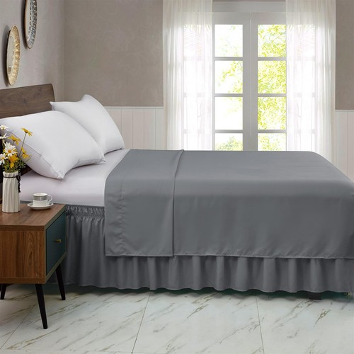 Elastic Bed Skirt Full Size Dark Grey 15-Inch Drop Hotel Quality Dust Ruffle - Picture 7 of 7