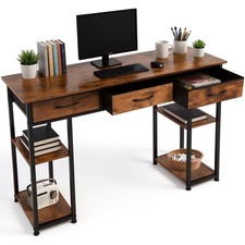 47 Inch Computer Desk with 3 Fabric Drawers, Small Computer Table with 4 Storage