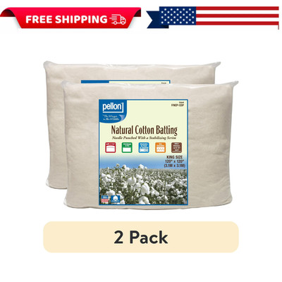(2 pack) Pellon Natural Cotton Batting. off-White. King 120'' x 120'' Precut Pack