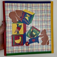 Vintage Gibson Scrapbook Gear Kids Bears  Blocks Photo Album Baby Primary Color