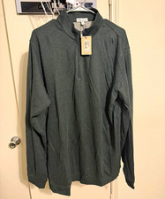 Peter Millar Men  s Green 1/4 Zip Mock Neck Knit Pullover Sweatshirt 2XL