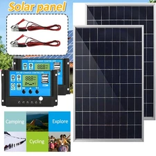 2Packs Solar Panel Kit 100A 12V Battery Charger with Controller Caravan Boat