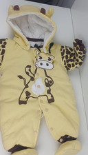 Unisex Baby Giraffe Pram Suit Yellow & Brown With Detachable Booties 0-3 Months
