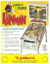 Lawman Gottlieb Pinball Flyer / Brochure / Ad /