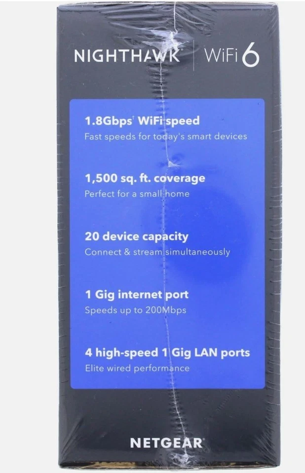 NETGEAR Nighthawk AX1800 WiFi 6 Dual-Band Router 1.8Gbps RAX9-100PAS NEW SEALED! - Image 3 of 4