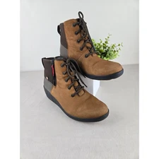 Bogs Waterproof Leather Lace Up Side Zip Ankle Boots Women 10 Euro 41 Tan