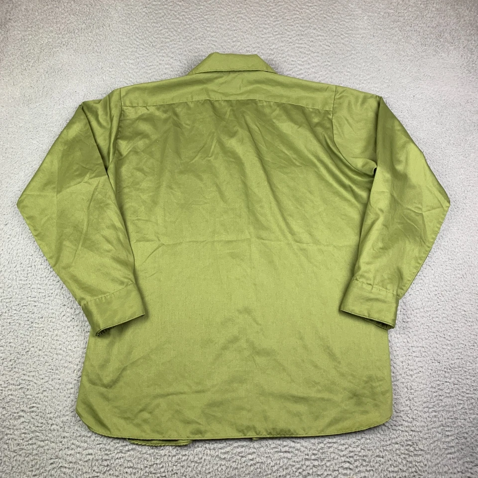 Vintage 60s Loop Collar Arrow Shirt Mens Medium Gabanaro OG Green - Image 2 of 4
