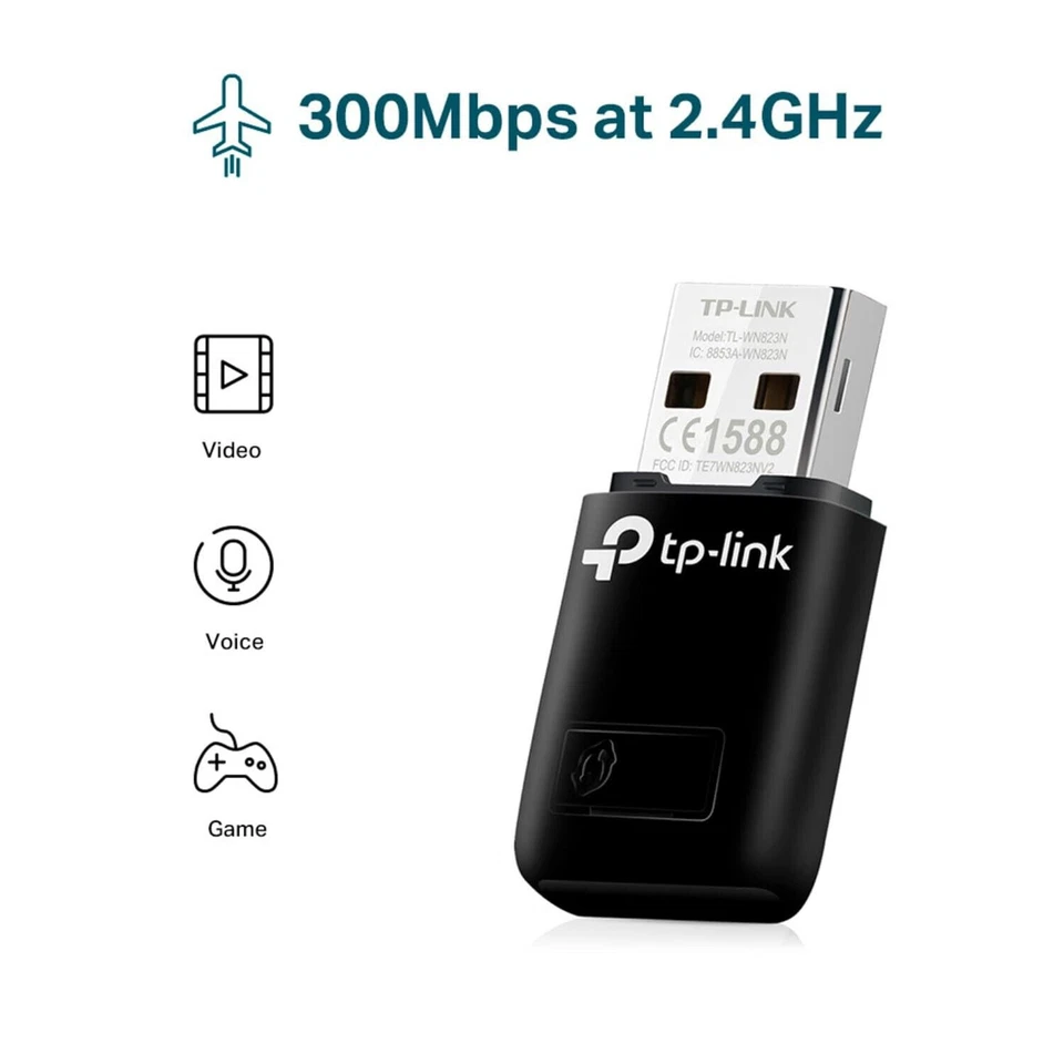 TP-LINK WiFi Dongle 300 Mbps Mini Wireless Network USB Wi-Fi Adapter for PC Desk - Image 4 of 4