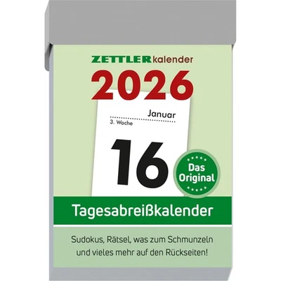 ZETTLER Tagesabreißkalender S 2026 mit Sudokus 1 Tag 1 Seite 4,1cm x 5,9cm neu