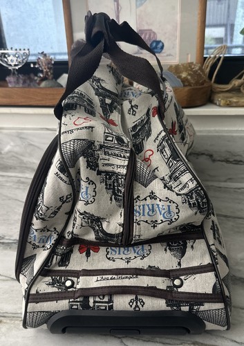 PARIS Moda Donna Trolley con Ruote Bagaglio Weekend Vacanze Viaggio Parigi Borsa - Foto 17 di 19