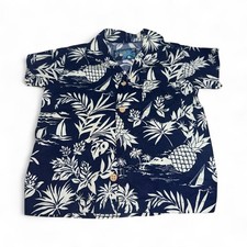 Navy Blue Tropical Kids Shirt