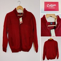 Cotton Traders Sherpa Trim Zip Front Cardigan Red Size Medium Pockets BNWT New