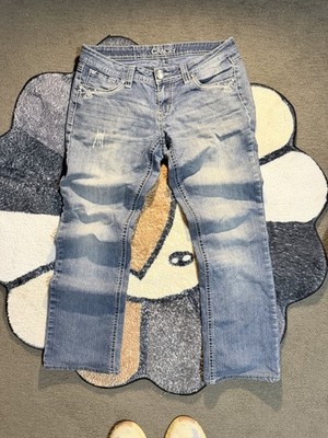 Grace in LA Women s Jeans Medium Wash Blue Stretch Embroidered Studded Back