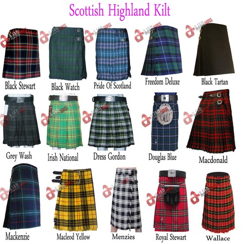 Men's 8 Yard Scottish Tartan Kilt, Highland Wedding Kilt Highland Casual Kilt