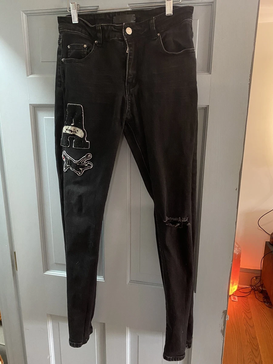 Amiri Varsity Logo Patch Black Jeans Men eBay