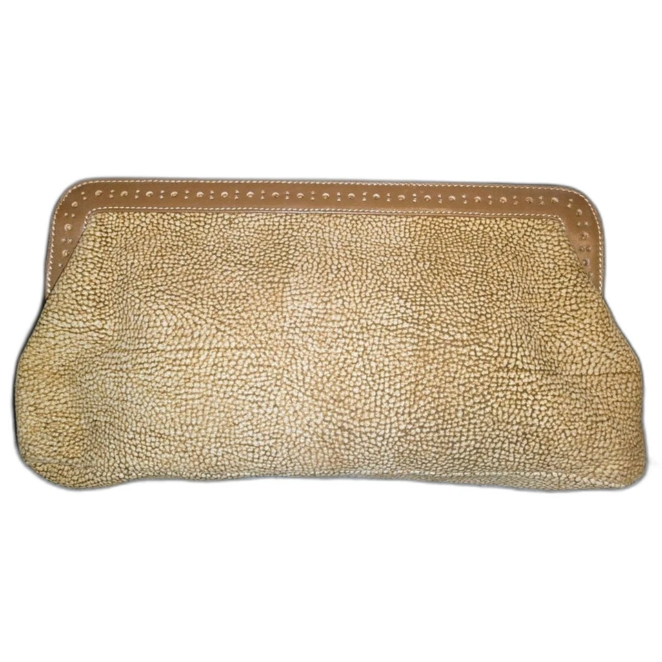 Bolso de mano Borbonese elegante de cuero tostado Foto 2 de 4