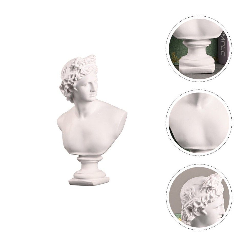 Vintage Greek Men Sculpture Roman God Bust Head Statue Roman David