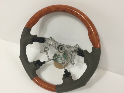 Wooden Steering Wheel Beige LEATHER SPORT Type For FJ120 LAND CRUISER PRADO - Imagen 4 de 5