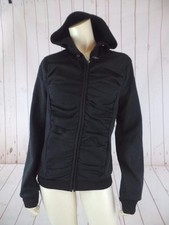 Yoki Outerwear Hoodie Jacket Xl Black Poly Stretch Zip Front Shirred Design New