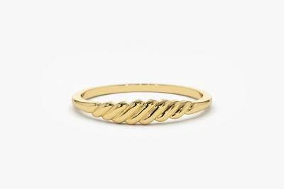 Goldring aus 585e 14K Gold "Croissant" dünner filigraner Ring Weißgold Rosegold  - Bild 1 von 4