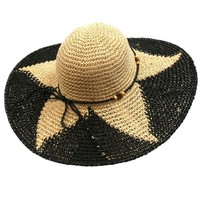 Wide Brim Floppy Hat With Starfish Print Wide Brim Floppy Hat With Starfish Print