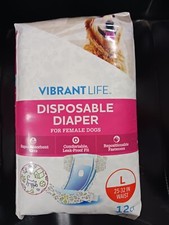 Vibrant Life Disposable Diaper for Female Dogs L 25-32 in Waist New Open Package