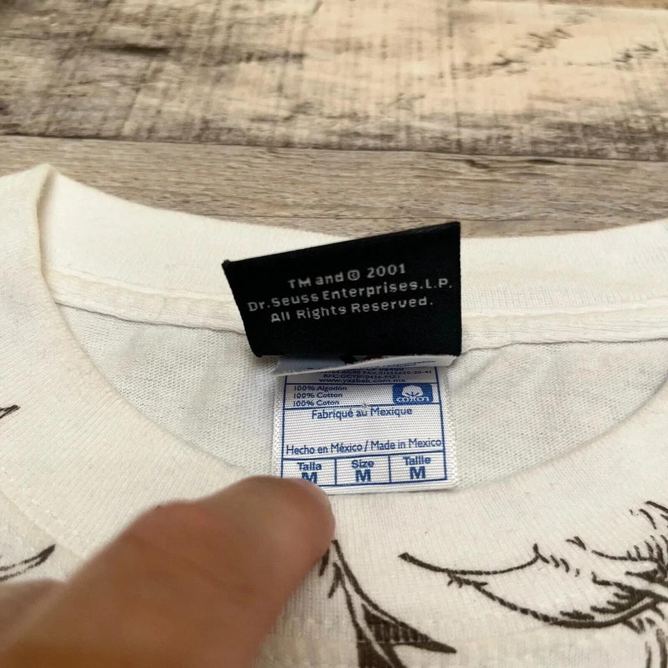 Dr Seuss Shirt Adult Medium White Vintage One Fish Two Fish All Over Print Y2K - Image 4 of 4