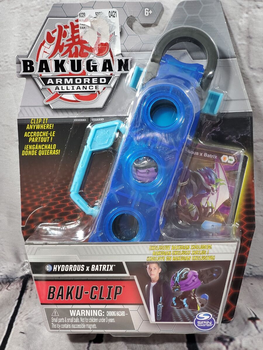 Bakugan Armored Alliance Blue Baku-Clip w/ Hydorous x Batrix Figure & Card  - NEW