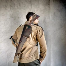 Tactical Shotgun Rifle Leather Gun Case Classic Hunting Cover Scabbard Sleeve