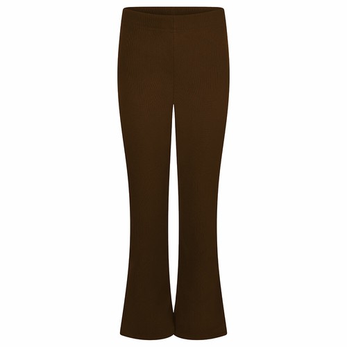 Girls Brown, Pull-On, Fully Elasticated, Rib Hipster School Trousers. | eBay