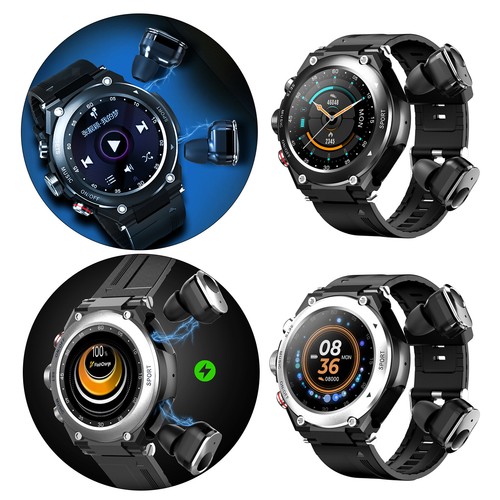 Orologio sportivo rotondo da uomo e touch screen impermeabile per auricolare  | eBay