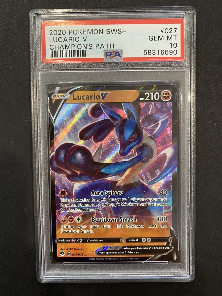 Pokémon TCG Lucario V Champion's Path 027/073 Holo Ultra Rare PSA