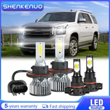 For GMC Yukon 2007 - 2014 - 4x 6000k Combo LED Headlight Hi/Lo Fog Light Bulbs