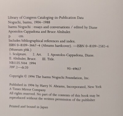 ISAMU NOGUCHI: ESSAYS AND CONVERSATIONS 9780810936676| eBay