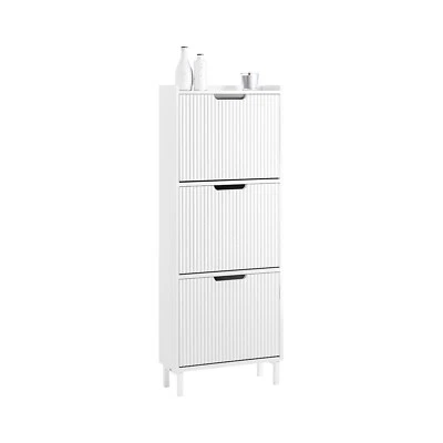 SoBuy Schuhkipper mit 3 Klappen Schuhschrank schmal Schuhregal Weiß FSR177-H-W - Bild 1 von 4