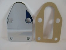 SMALL BLOCK CHEVY FUEL PUMP BLOCK OFF PLATE CHROME STEEL SBC 305 327 350 383 400