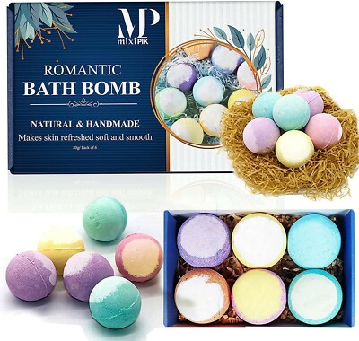 Organic Bath Bombs Set 80g Each | Gift for Your Loved Ones by MixiPIK Pack of 6