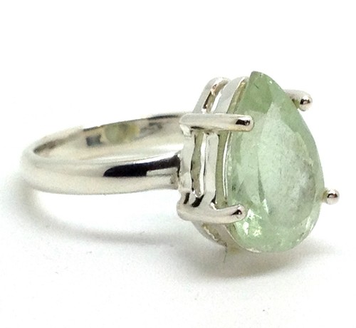aquamarine ring, solid Sterling Silver, pear, uk size N, faceted, natural, new. - Picture 2 of 9