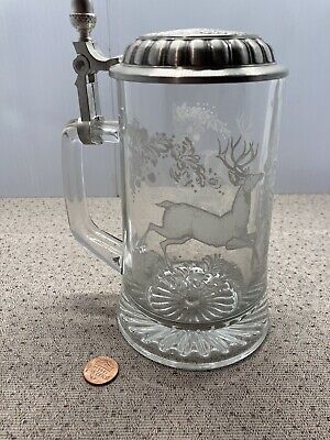 Details about   GLASS GERMAN LIDDED STEIN CUT GLASS PEWTER COVER