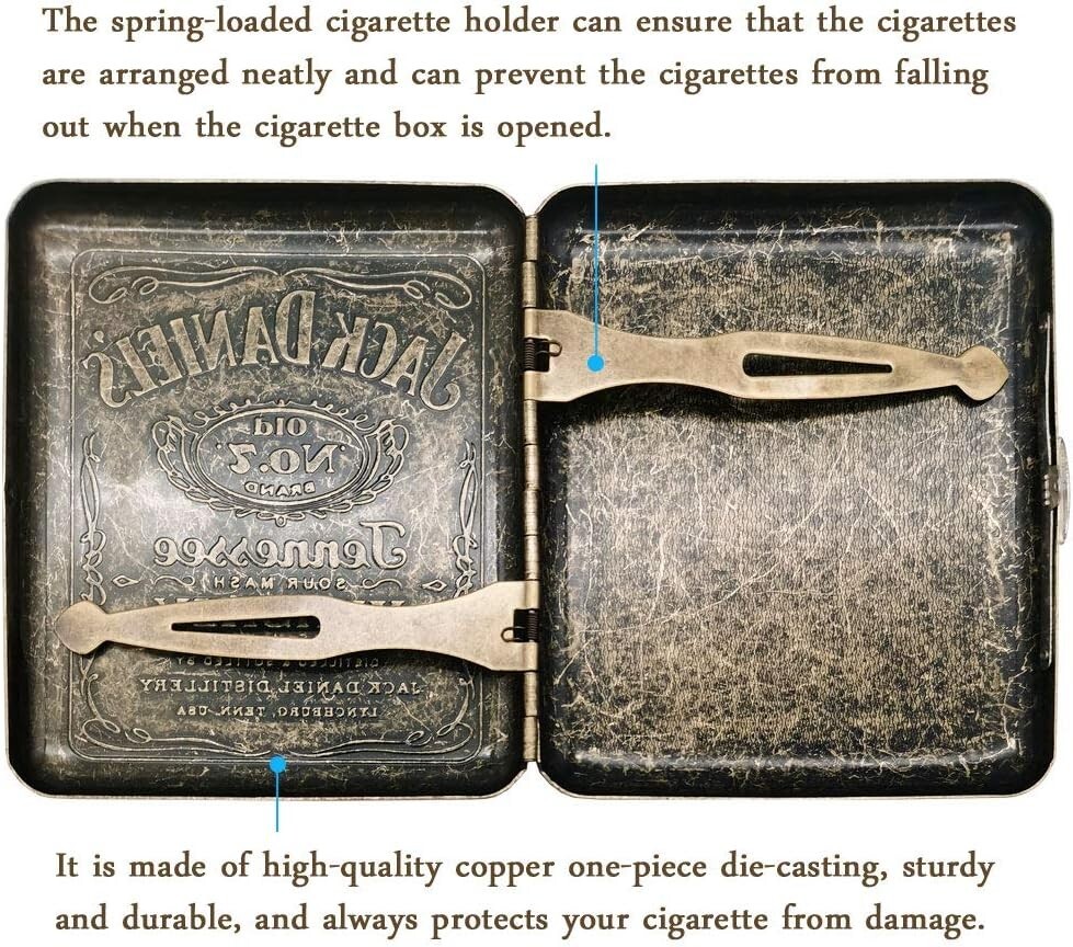 Metal Cigarette Case Bronze Box Retro Brass Tobacco Holder Jack Daniels
