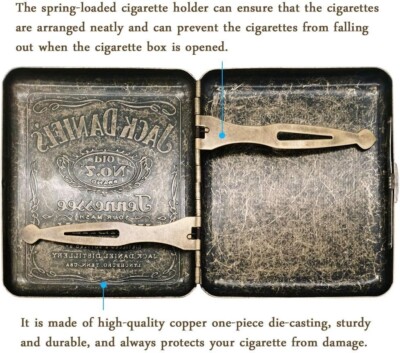 Metal Cigarette Case Bronze Box Retro Brass Tobacco Holder Jack Daniels