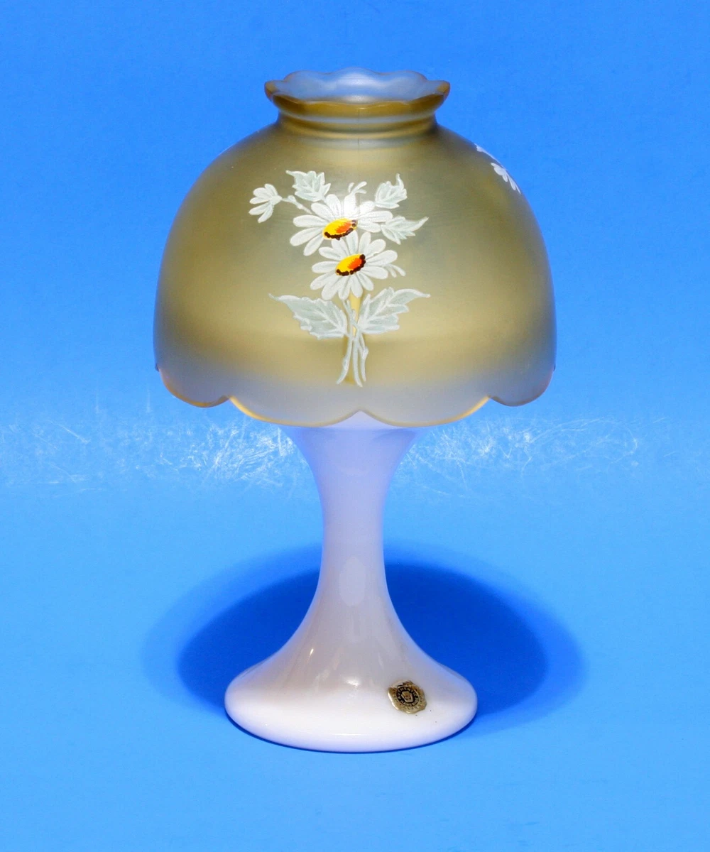 Vtg Westmoreland Tea Light Fairy Lamp Milk Amber Satin Glass