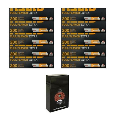 10 Pack Gizeh Full Flavor Extra Papier-Filterhülsen + Zigarettenbox