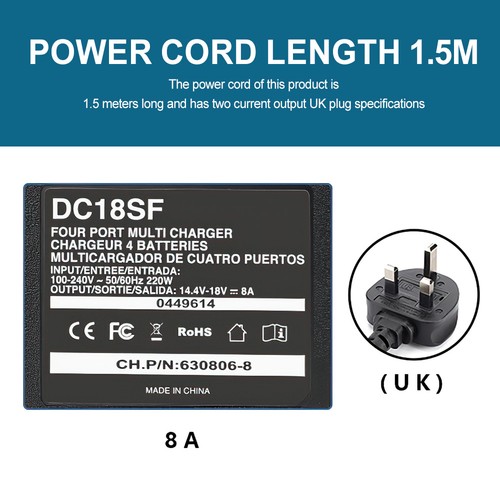 8A 4 Port Fast Charger for Makita 14.4V-18V Battery BL1850 BL1830 BL1850 BL1860 - Picture 4 of 12