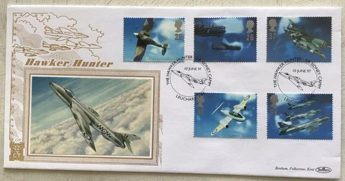 GB QEII 1997 Architects Of The Air Hawker Hunter Benham Gold 500 FDC Leuchars