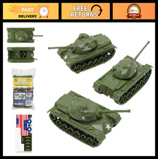 3pc OD Green WW2 Toy Tanks Set for Plastic Army Men - Made in USA Military Toys