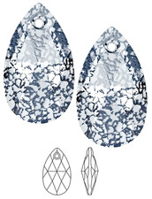 Lot of 2 Swarovski Pear Shape Pendant 6106 Crystal Black Patina in 22mm - New