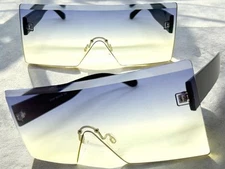 Oversized Exaggerated Classy Modern Retro Shield SUNGLASSES Large Big Teal Frame