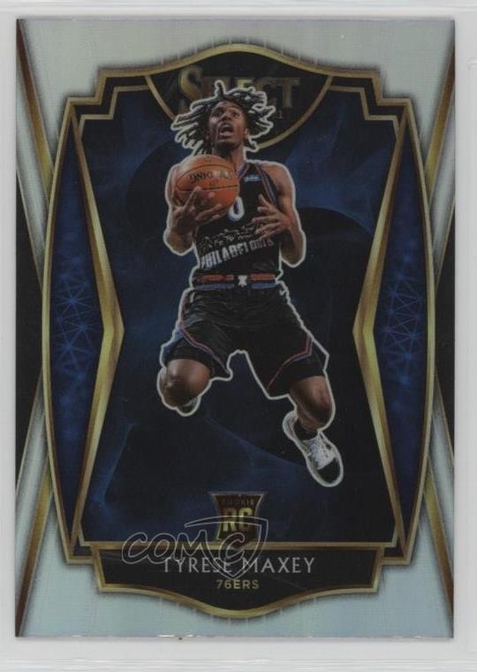 2020-21 Panini Select Premier Level Silver Prizm Tyrese Maxey #174 02ez
