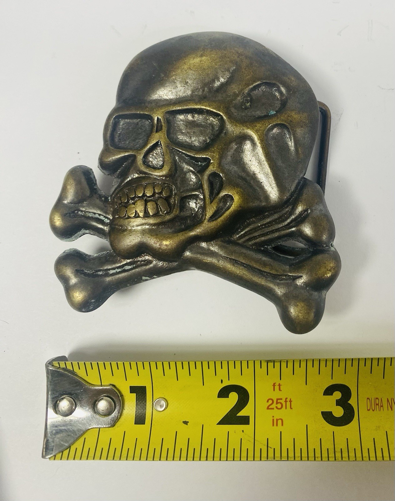 Skull Crossbones Solid Brass Biker Motorcycle Pun… - image 3